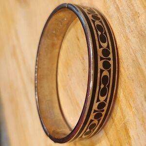 Vintage Coach Bracelet Black And Silver Enamel Hinge Bangle